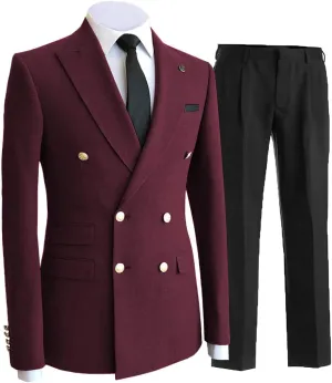 Men's Suits Regular Fit 2 Pieces Double Breasted Prom Tuxedos Business Jacket Blazer Pants Wedding Grooms