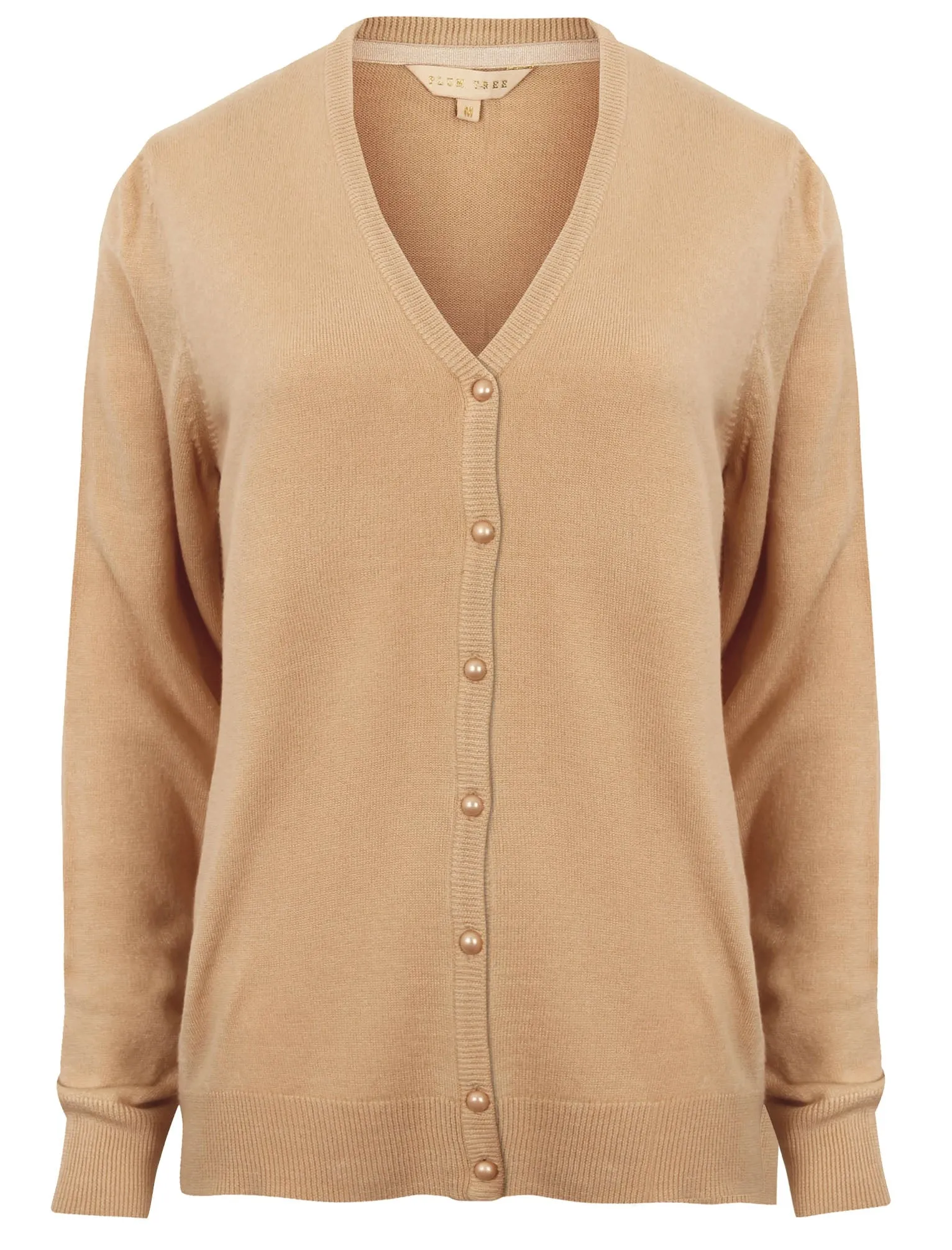 Monet V Neck Button Up Cardigan in Warm Sand - Plum Tree