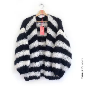 MYPZ Chunky Black & White Mohair Cardigan