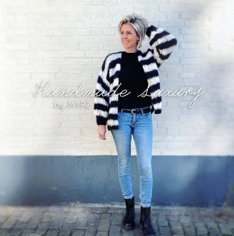 MYPZ Chunky Black & White Mohair Cardigan