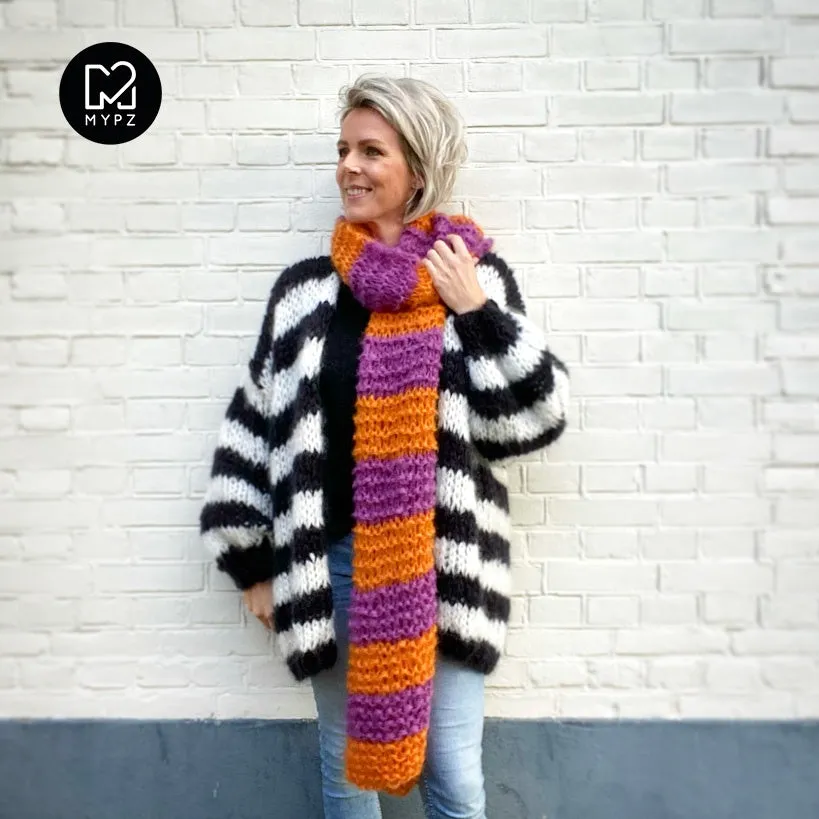 MYPZ Chunky Black & White Mohair Cardigan