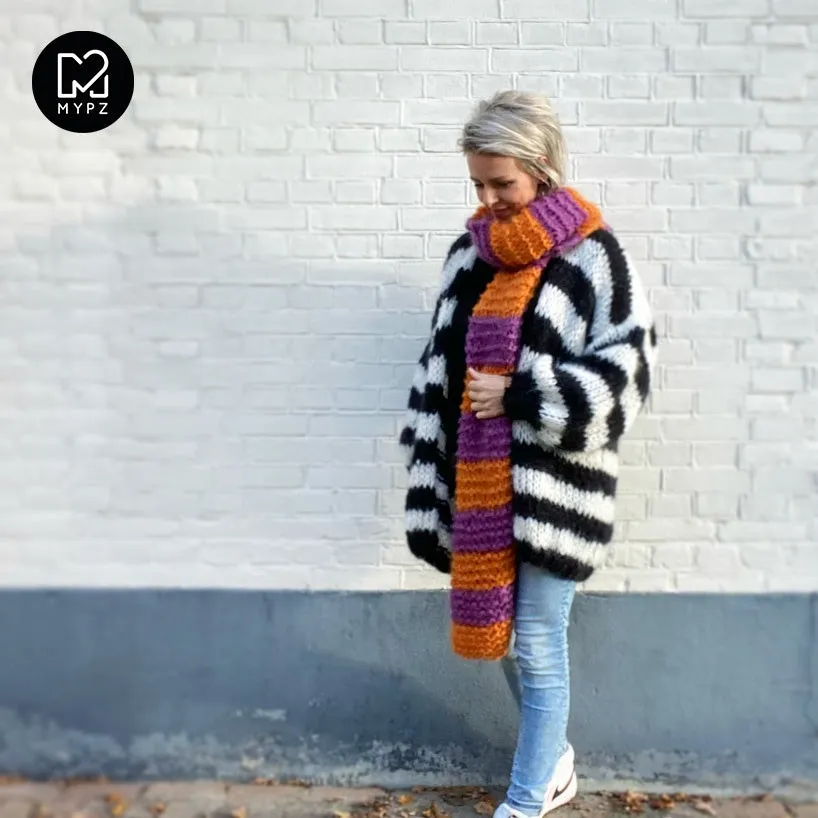 MYPZ Chunky Black & White Mohair Cardigan