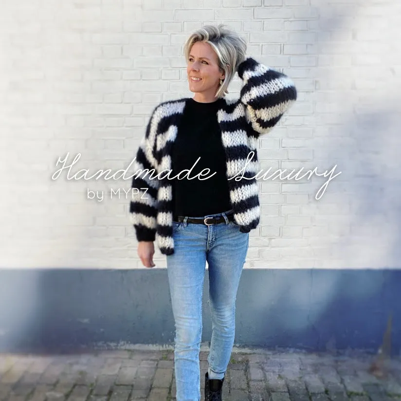 MYPZ Chunky Black & White Mohair Cardigan
