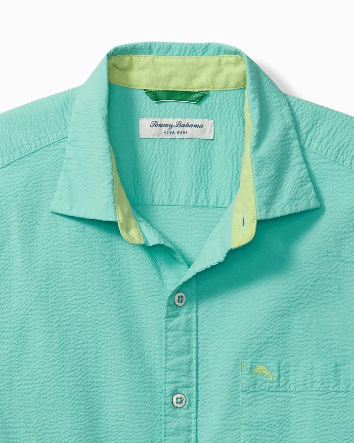 Nova Wave Solid Short-Sleeve Shirt in Blue Swell by Tommy Bahama