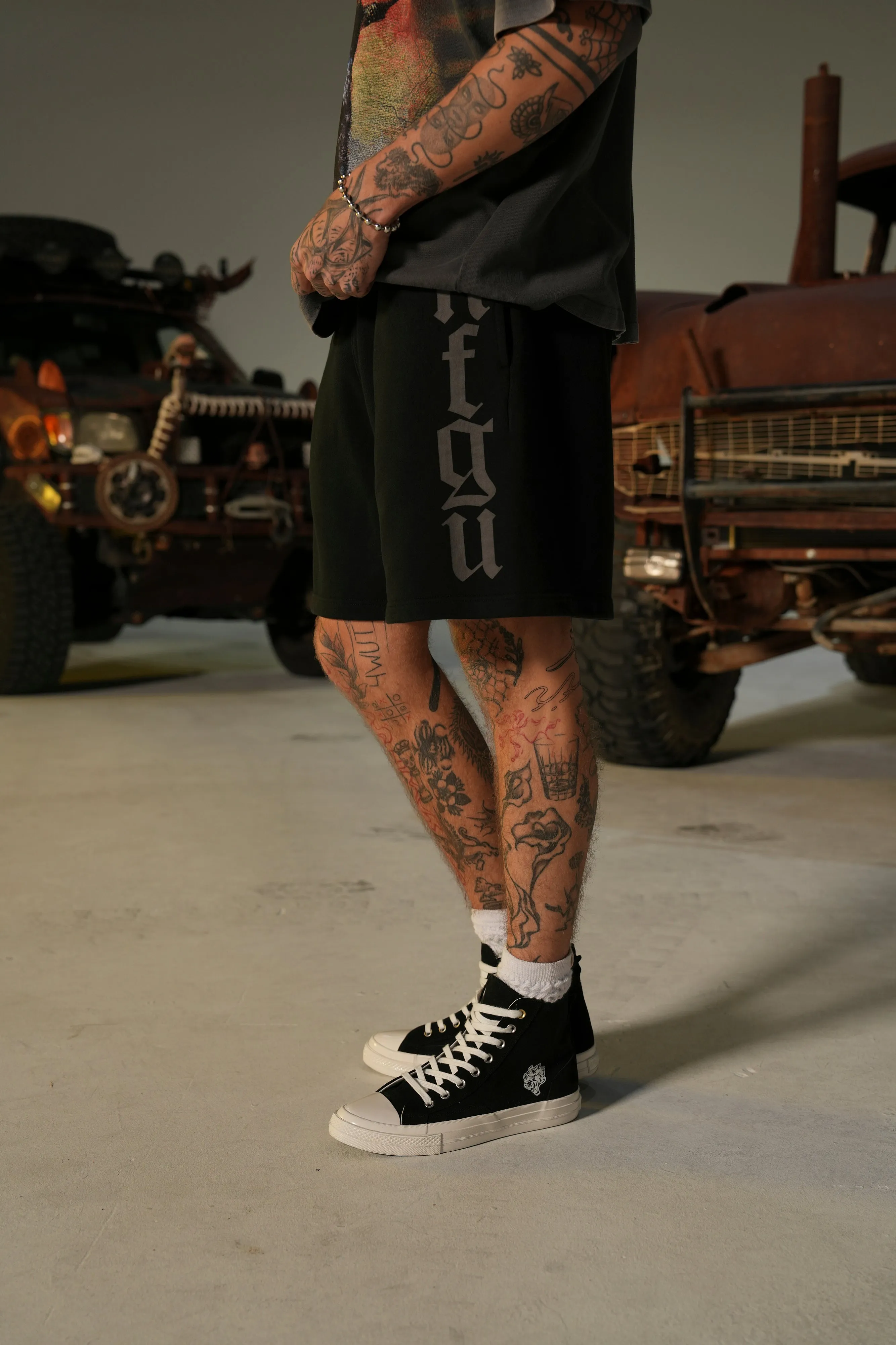 Our Mantra Oversized Post Lounge Sweat Shorts in Black