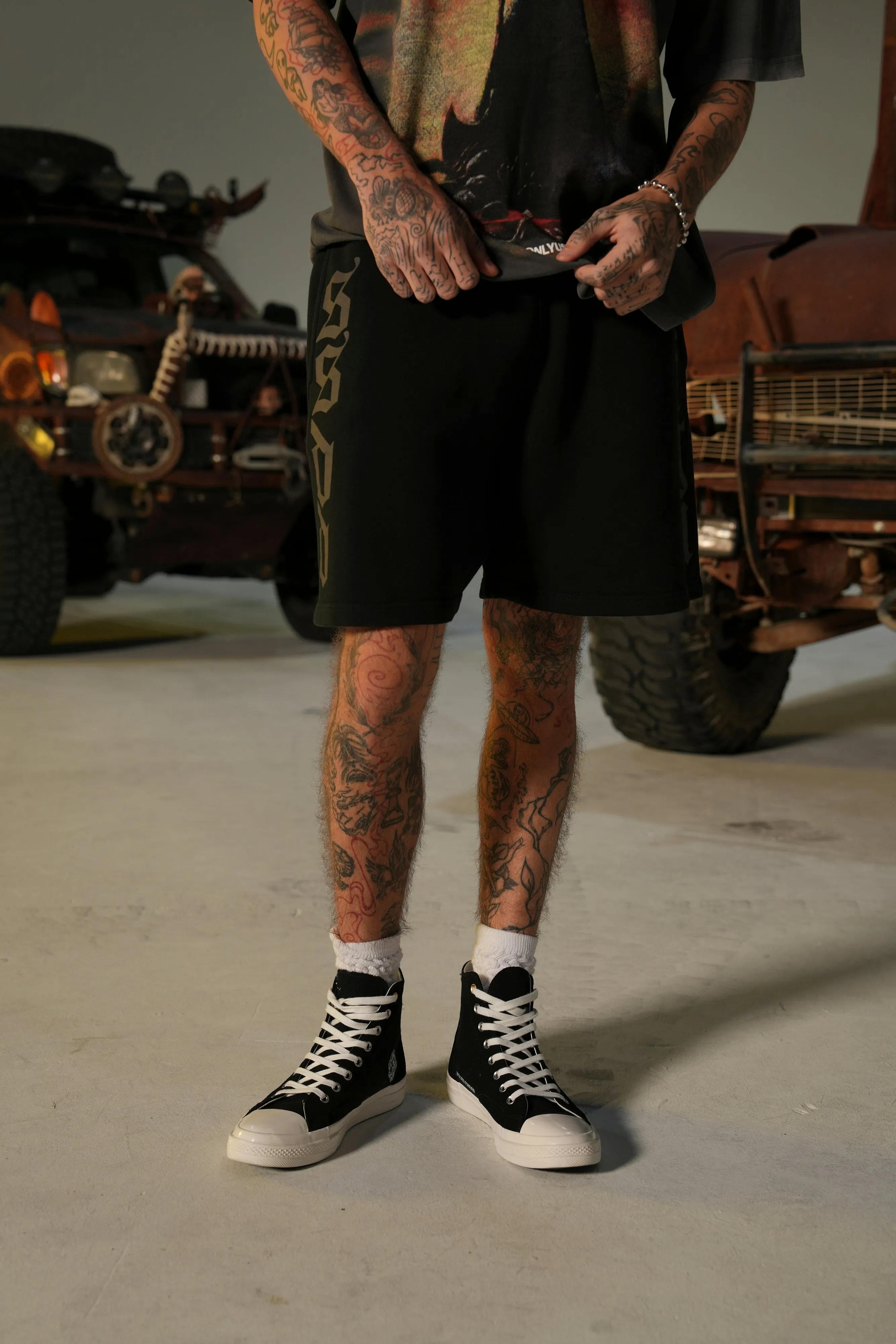 Our Mantra Oversized Post Lounge Sweat Shorts in Black
