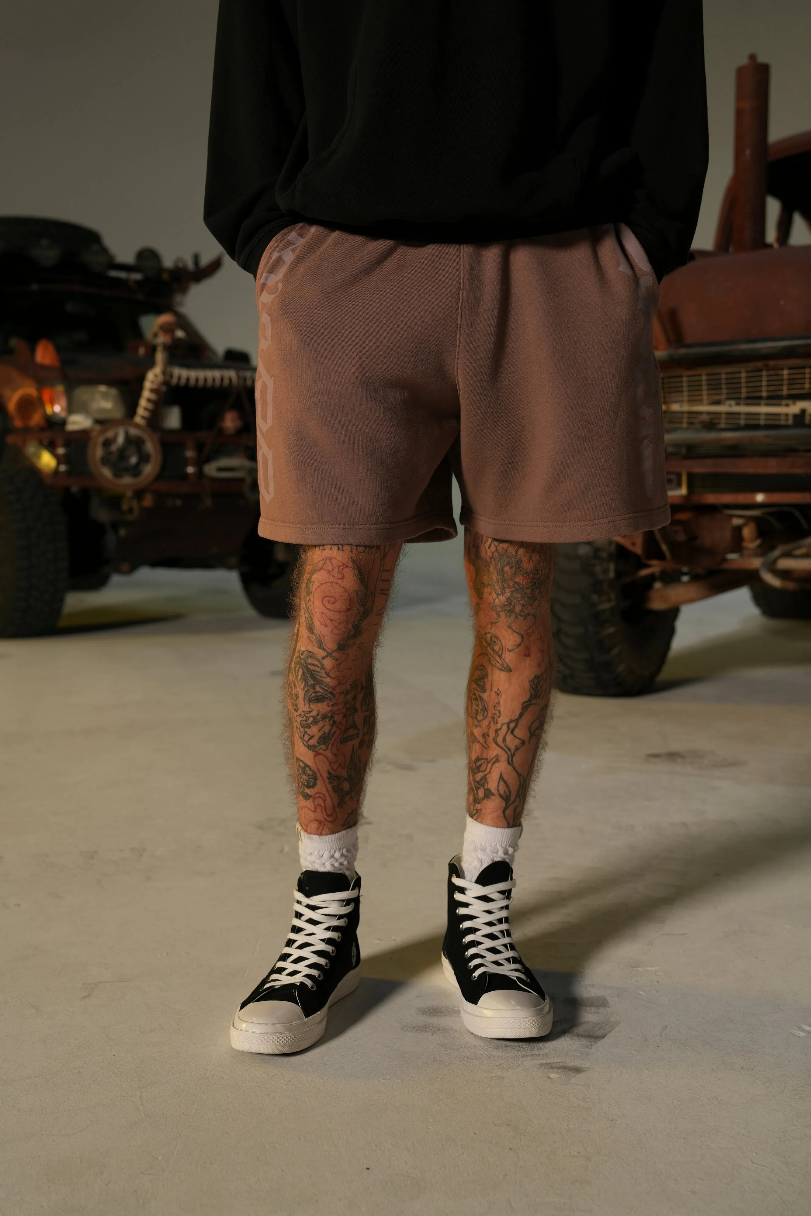 Our Mantra Oversized Post Lounge Sweat Shorts in Norse Brown