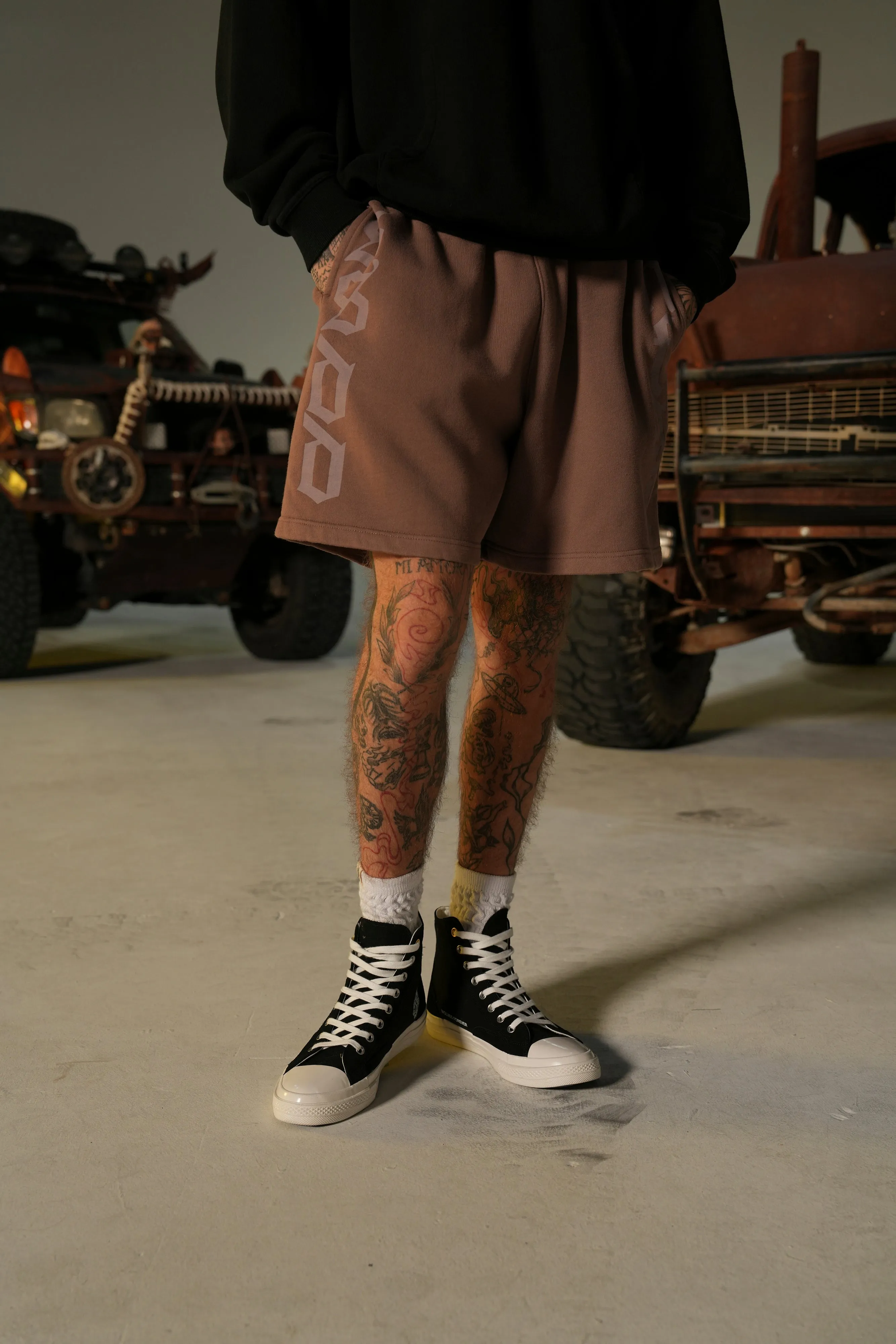 Our Mantra Oversized Post Lounge Sweat Shorts in Norse Brown