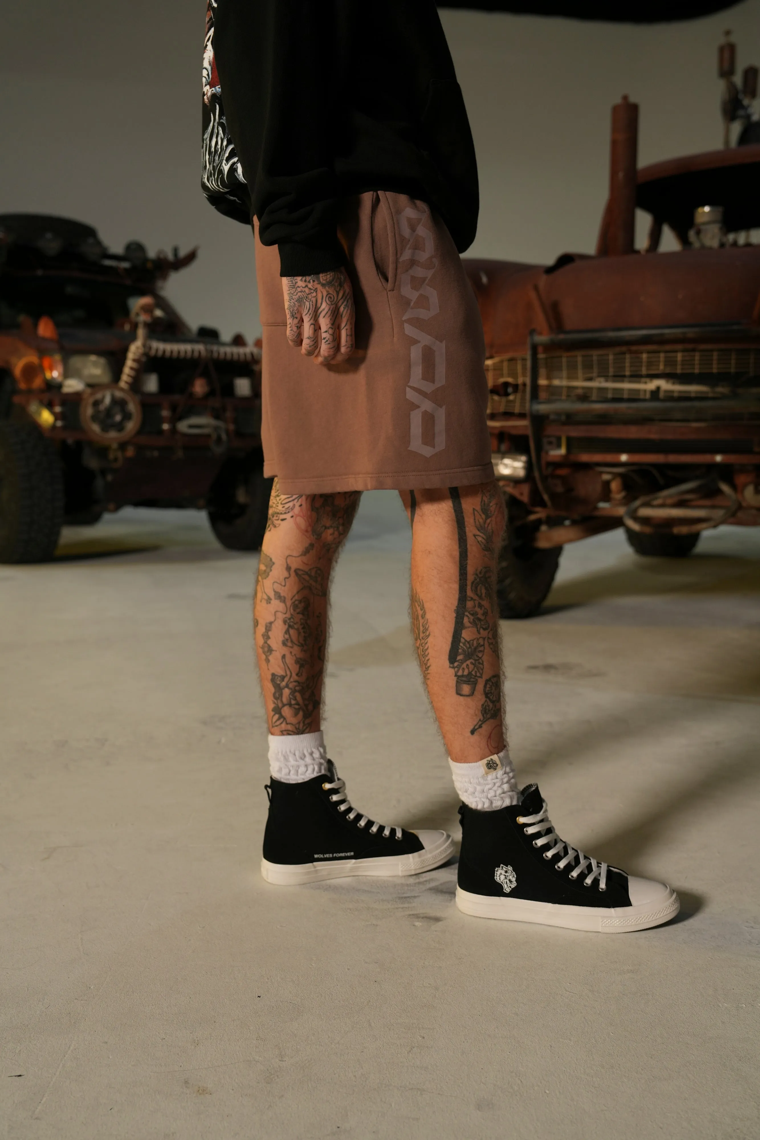 Our Mantra Oversized Post Lounge Sweat Shorts in Norse Brown