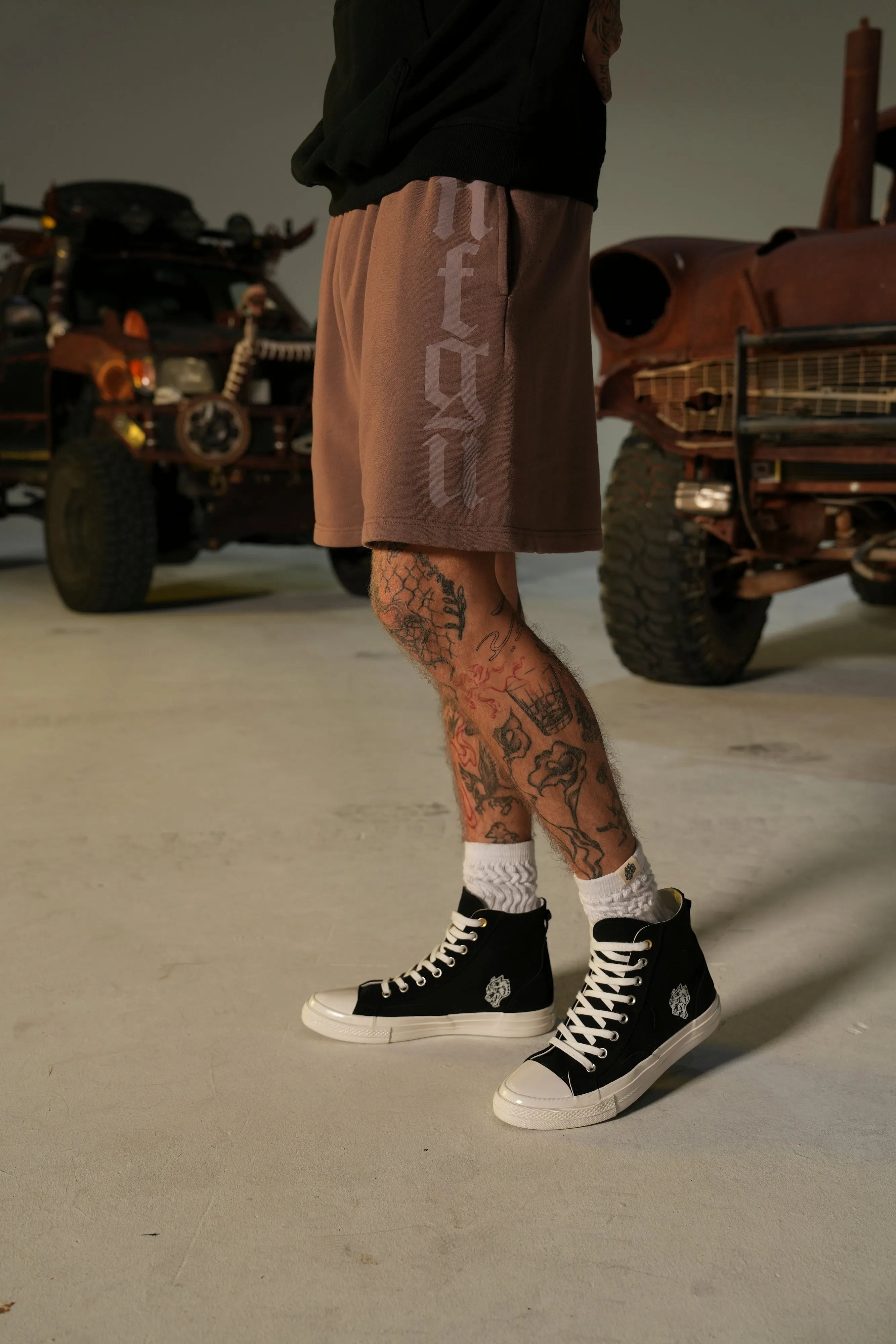 Our Mantra Oversized Post Lounge Sweat Shorts in Norse Brown