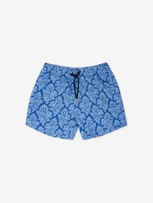 Paisley Print Swim Shorts College Blue