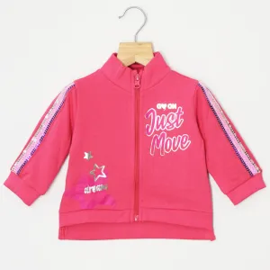 Pink Sequins Embellished Front Zipper Jacket