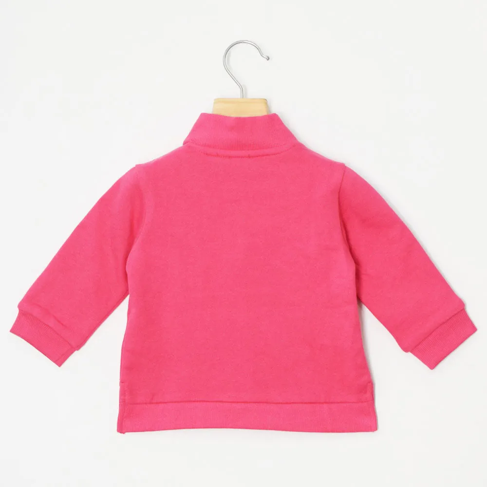 Pink Sequins Embellished Front Zipper Jacket