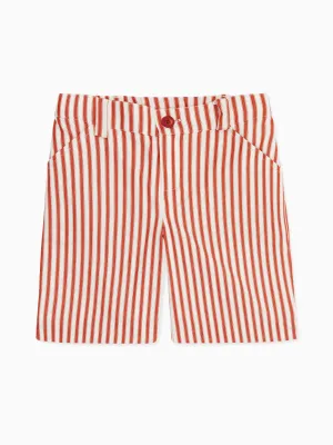 Red Stripe Romo Boy Cotton Shorts