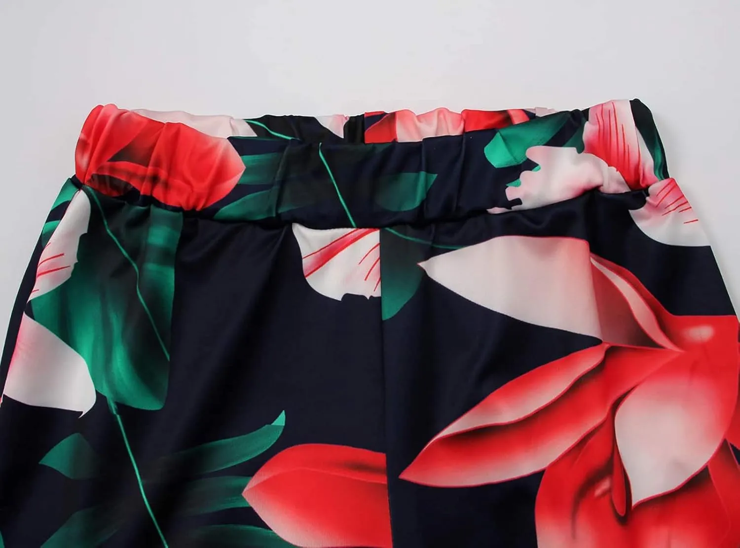 sexycherry Two Piece Outfits for Women Beach Bandage Crop Top Long Straight Pants Vacation Swimwear Cover Ups Sets