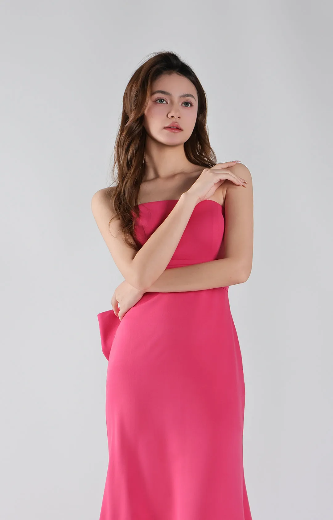 Strapless Sheath Waist Bowknot Wrap Hip Fishtail Dresses