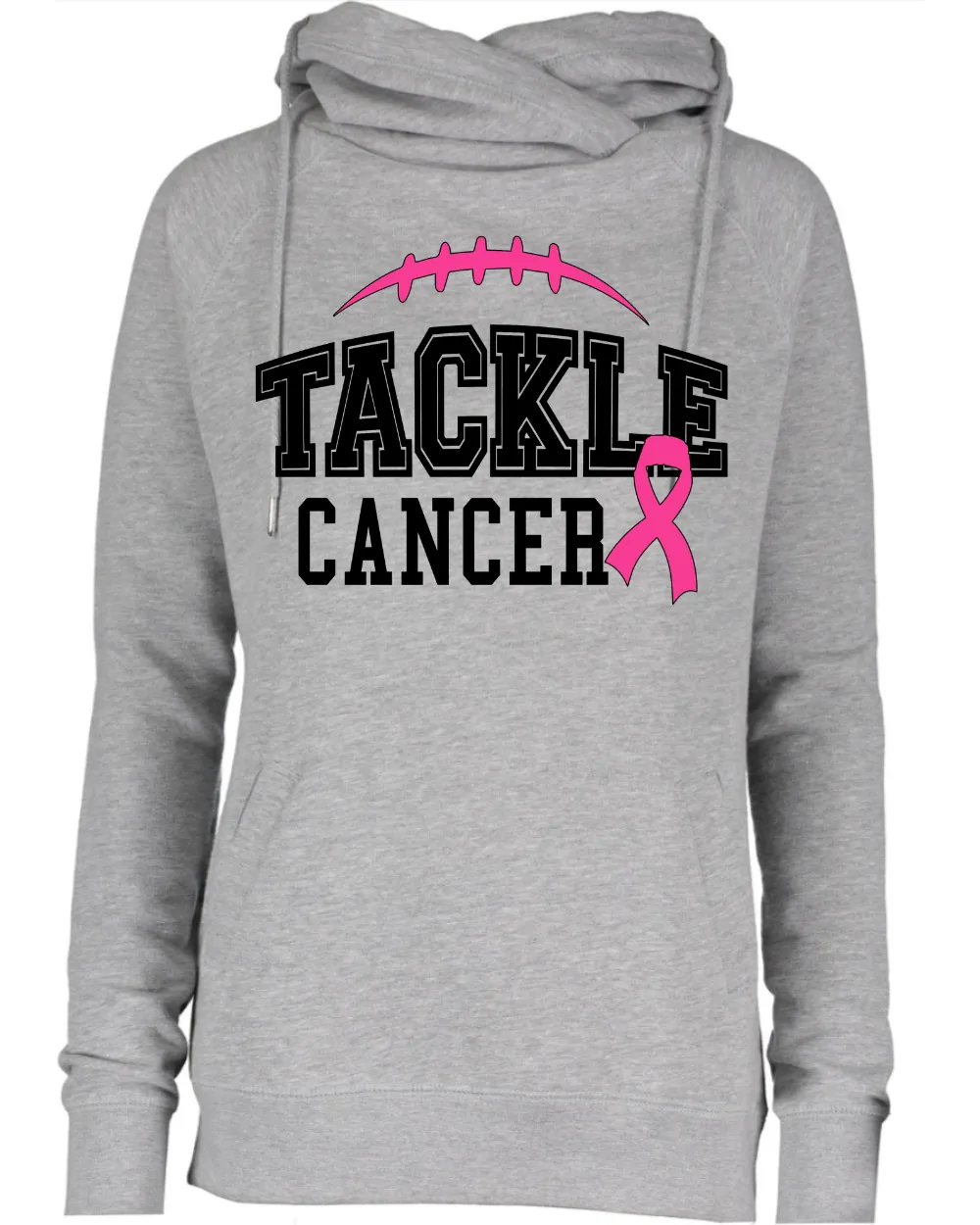Tackle Cancer Simple Pink Out Tackle Cancer Football Cowl Double Hood Top