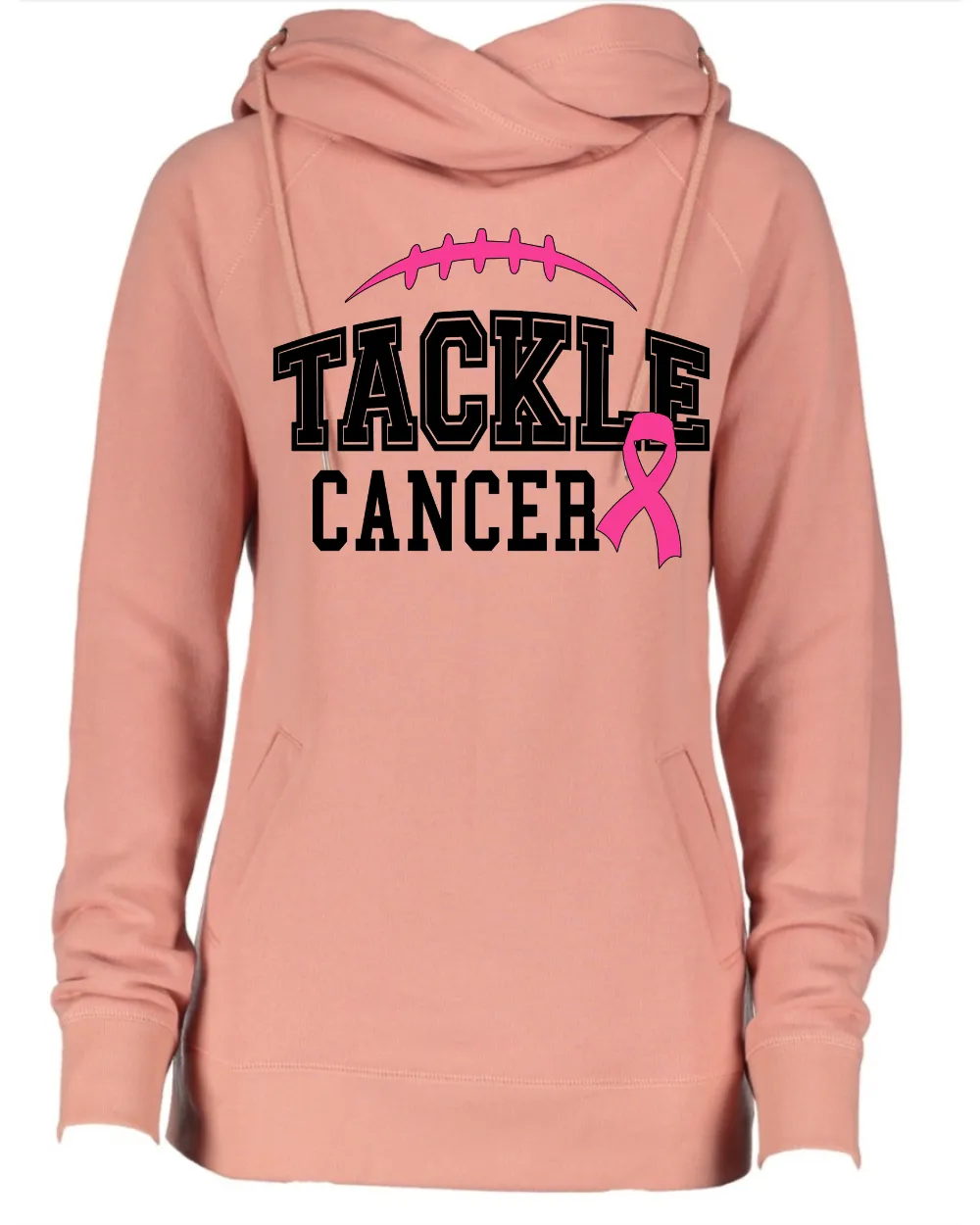 Tackle Cancer Simple Pink Out Tackle Cancer Football Cowl Double Hood Top