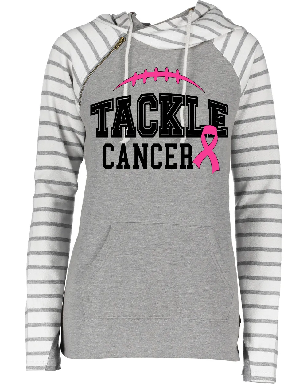 Tackle Cancer Simple Pink Out Tackle Cancer Football Cowl Double Hood Top