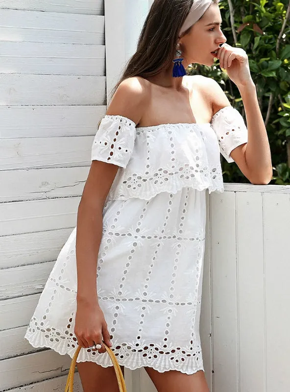 TastyHottie - Off Shoulder White Lace Dress Women Hollow Out