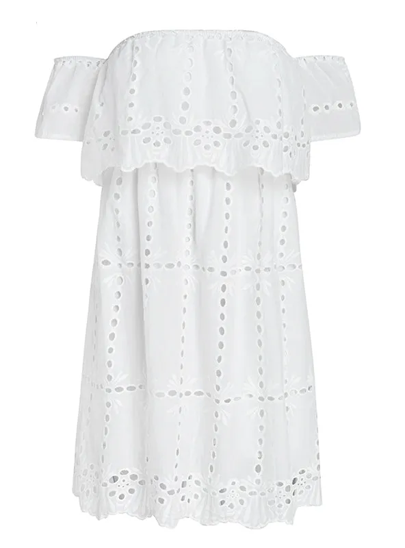 TastyHottie - Off Shoulder White Lace Dress Women Hollow Out