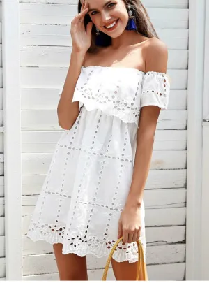 TastyHottie - Off Shoulder White Lace Dress Women Hollow Out
