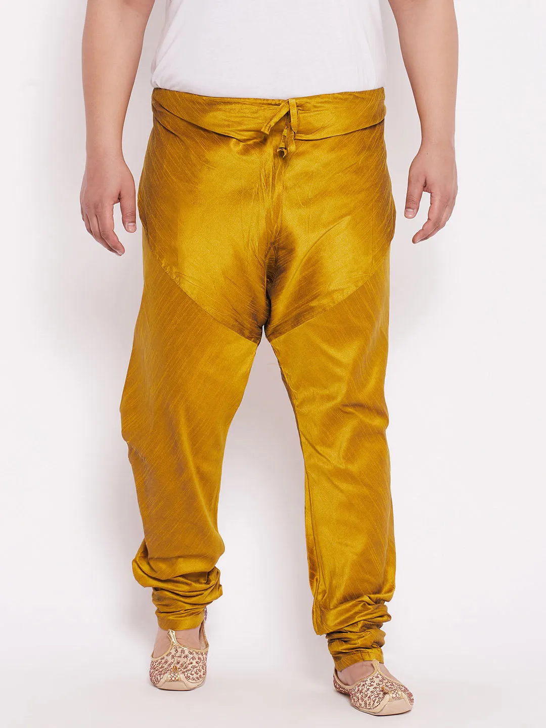 VASTRAMAY Men's Mustard Cotton Silk Pyjama