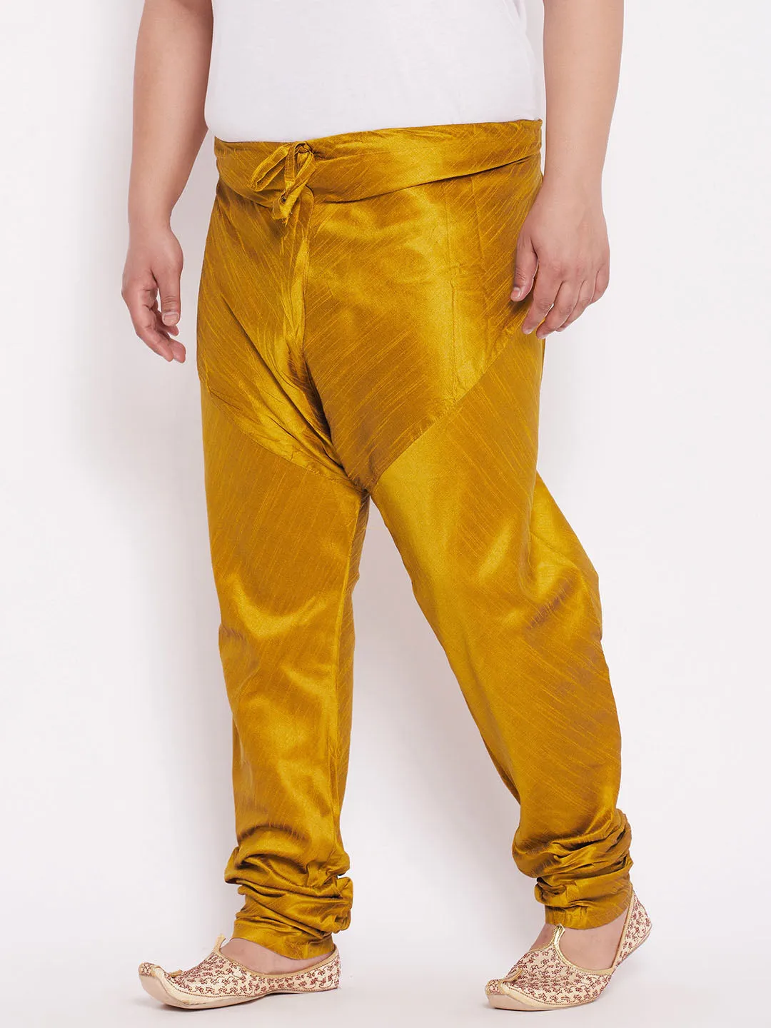 VASTRAMAY Men's Mustard Cotton Silk Pyjama