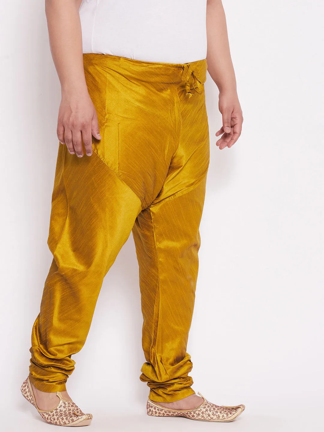 VASTRAMAY Men's Mustard Cotton Silk Pyjama