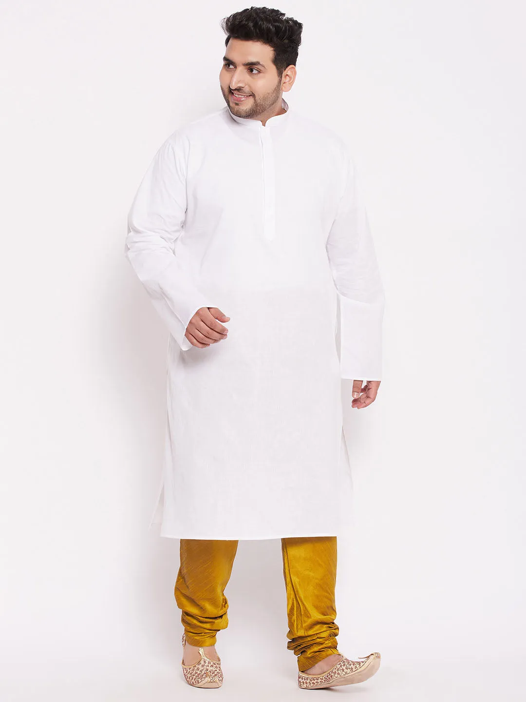 VASTRAMAY Men's Mustard Cotton Silk Pyjama