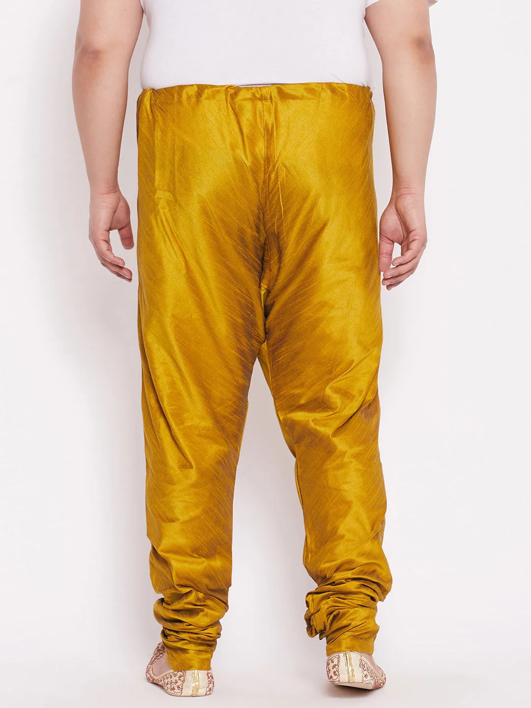 VASTRAMAY Men's Mustard Cotton Silk Pyjama