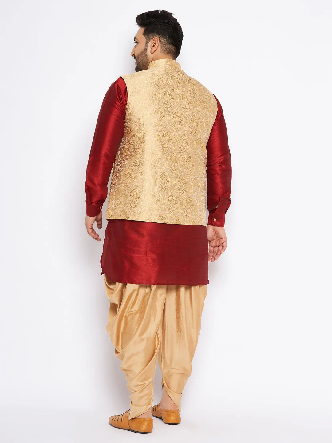 VASTRAMAY Rose Gold Nehru Jacket Set