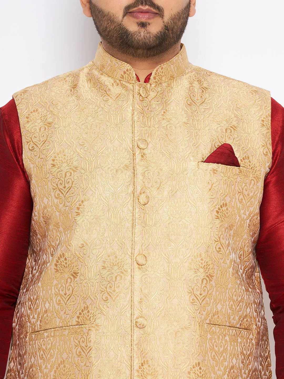 VASTRAMAY Rose Gold Nehru Jacket Set