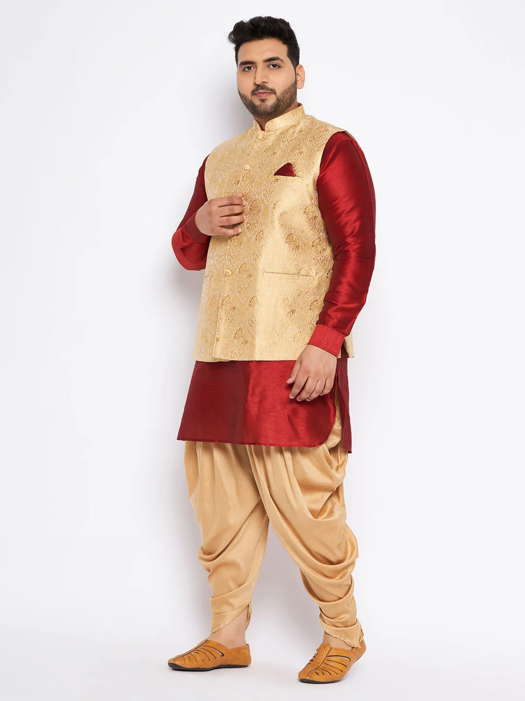 VASTRAMAY Rose Gold Nehru Jacket Set