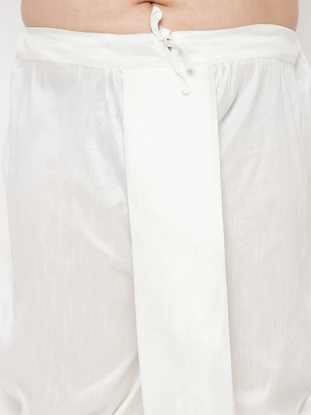 VASTRAMAY White Cotton Kurta And Dhoti Set