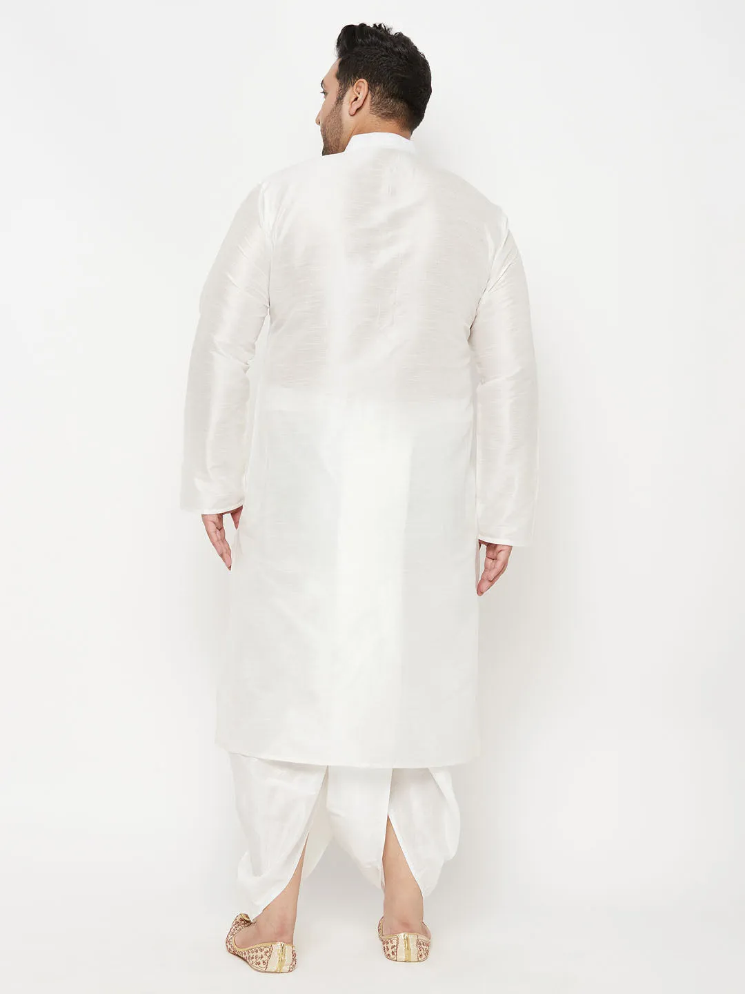 VASTRAMAY White Cotton Kurta And Dhoti Set
