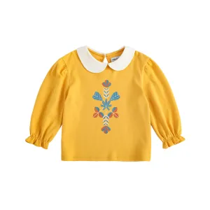 Vauva FW23 - Girls Floral Pattern Cotton Tops (Yellow)