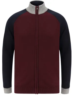 Venables Colour Block Raglan Sleeve Zip Up Cardigan in Port Royale - Tokyo Laundry