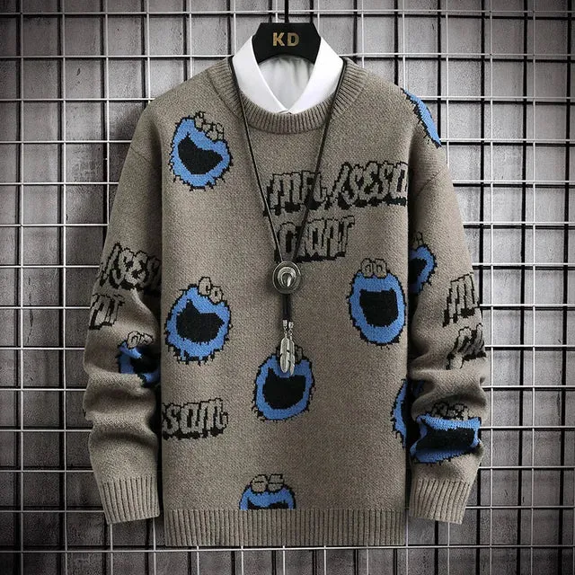 Wiaofellas Men Autumn and Winter High Quality Fashion Knit Sweaters/Male Loose Casual Long-sleeved Pullover/Man Harajuku Sweater 4XL-M