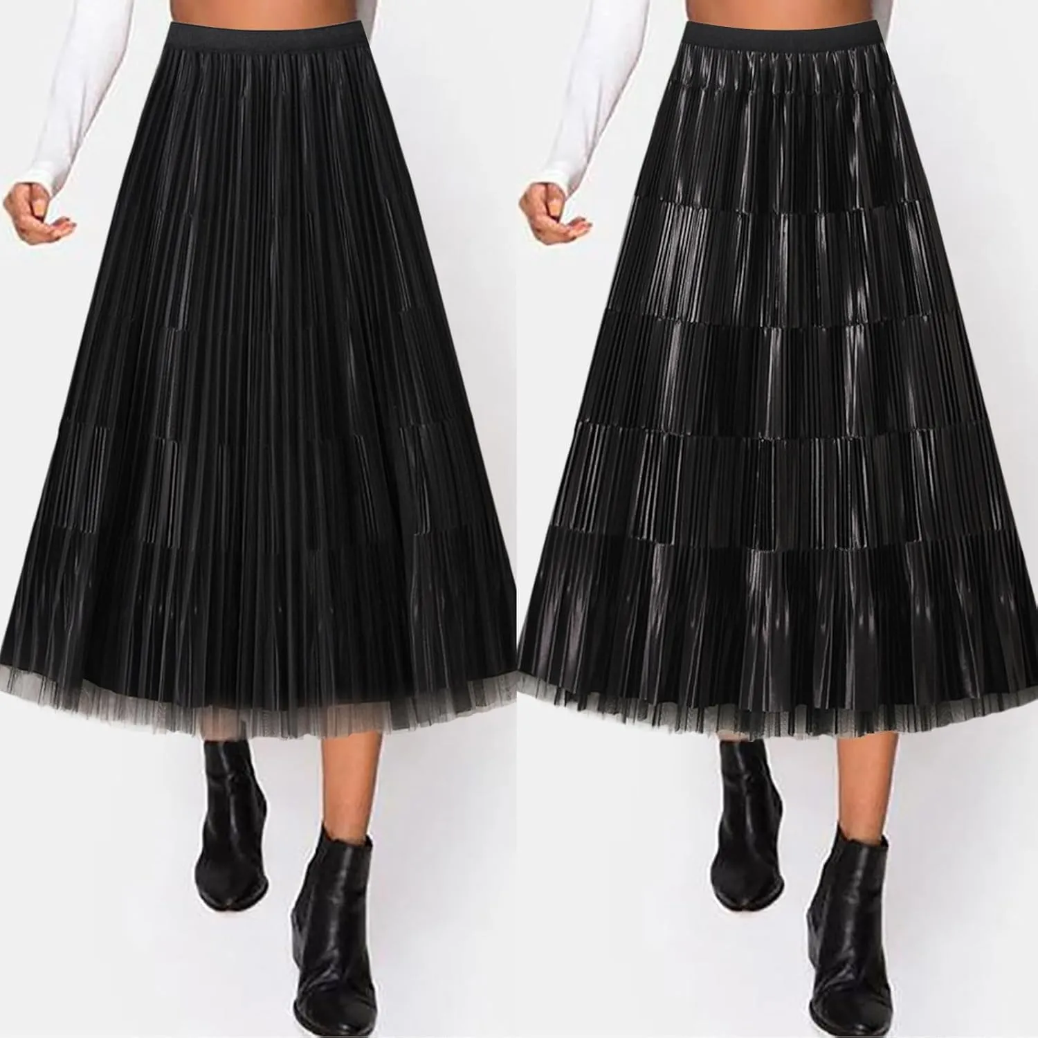 Women Mid Length Skirt Dance Party A Line High Waisted Reversible Tulle Skirt Holiday Party Midi Wrap Skirt with