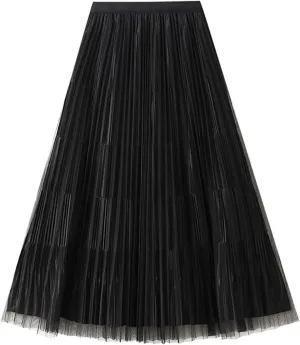 Women Mid Length Skirt Dance Party A Line High Waisted Reversible Tulle Skirt Holiday Party Midi Wrap Skirt with