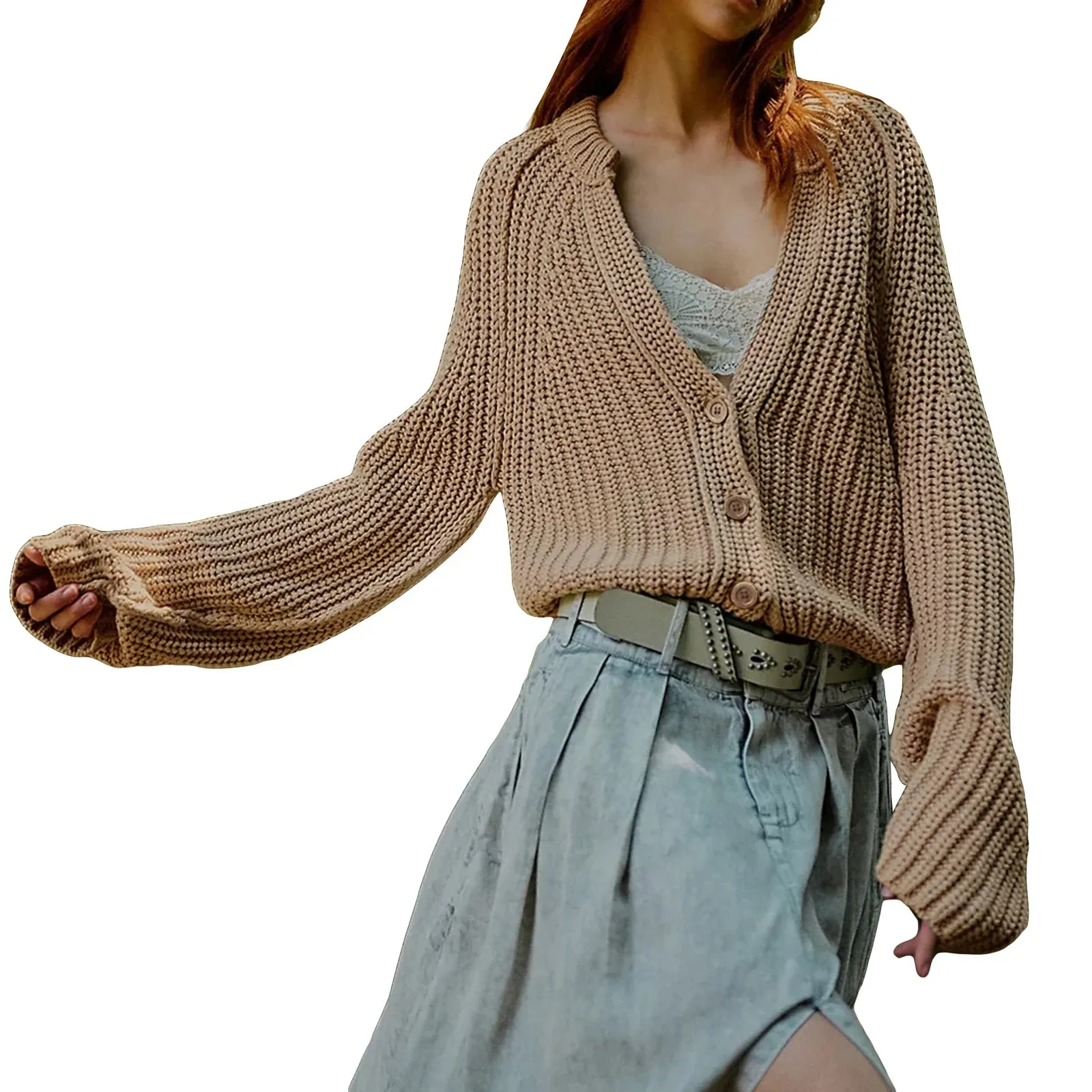 Women s Oversized Chunky Knit Pullover Sweater Loose Fit Cable Knit Jumper Cozy Winter Warm Knitwear for Everyday Casual Wear