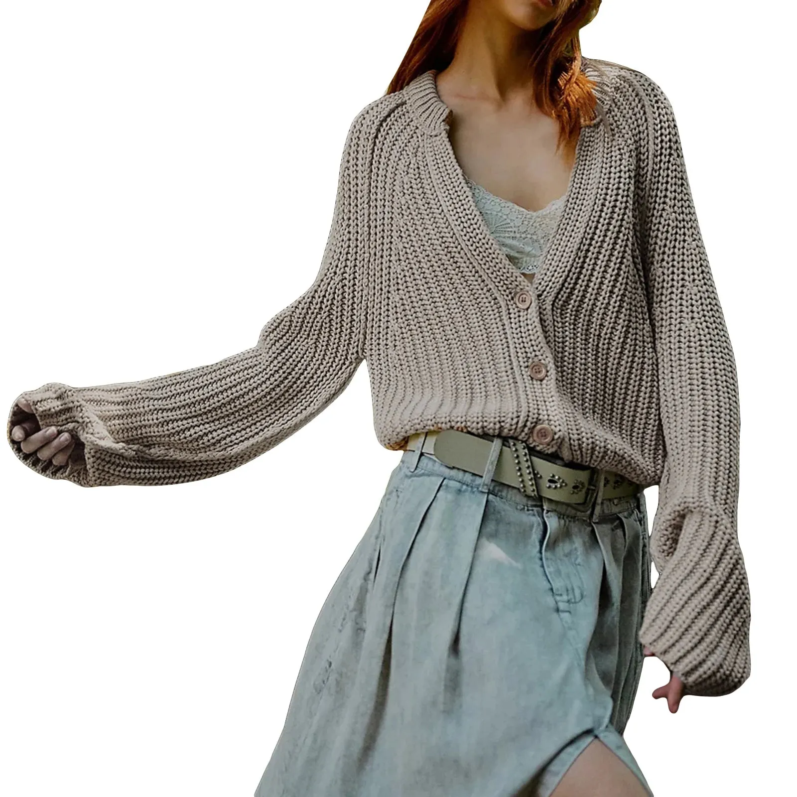 Women s Oversized Chunky Knit Pullover Sweater Loose Fit Cable Knit Jumper Cozy Winter Warm Knitwear for Everyday Casual Wear