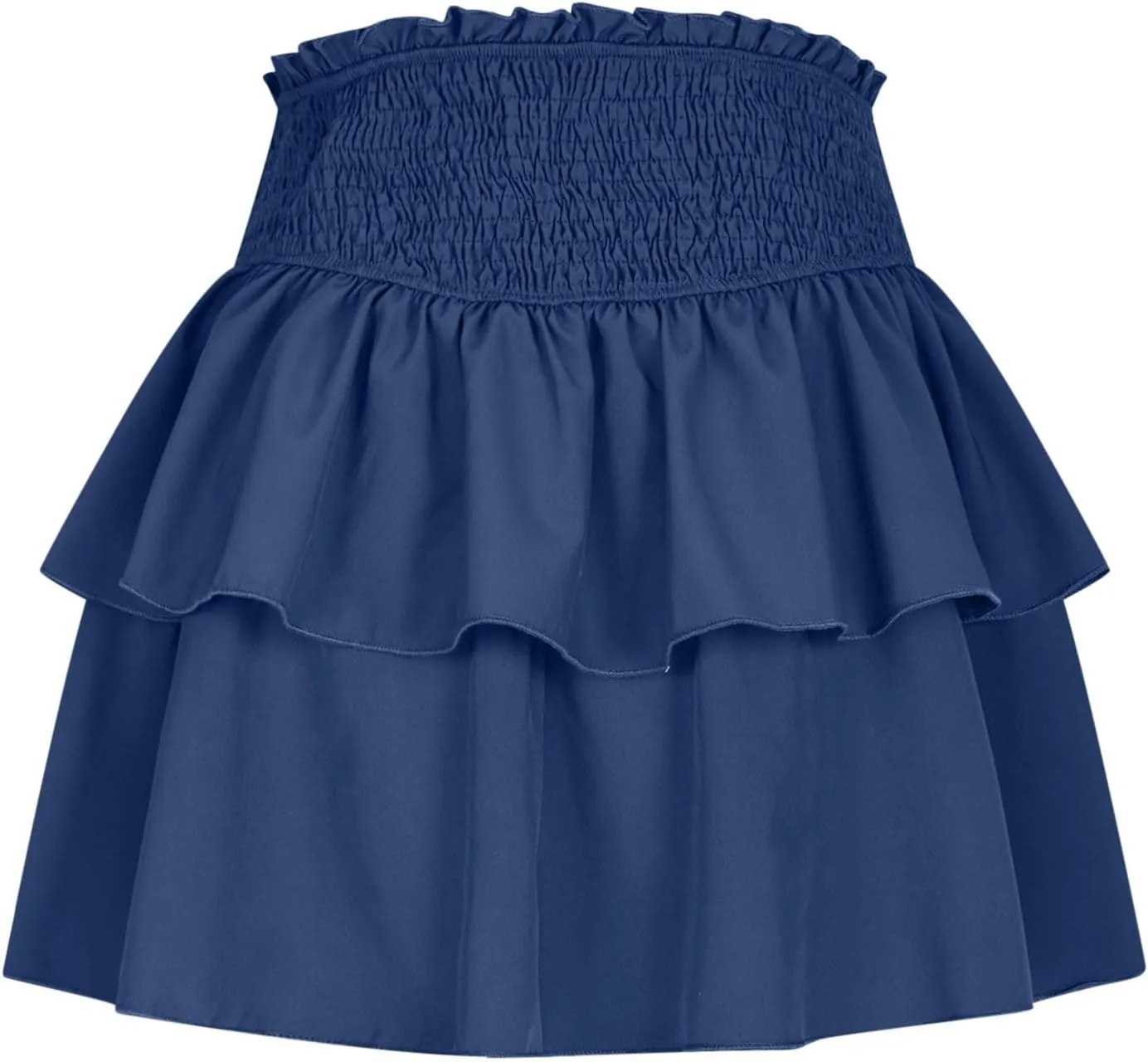 Women Summer Tiered Short Skirt with Shorts, Smocked High Waisted Ruffle Mini Skirts Teen Girls Cute Casual Skirts