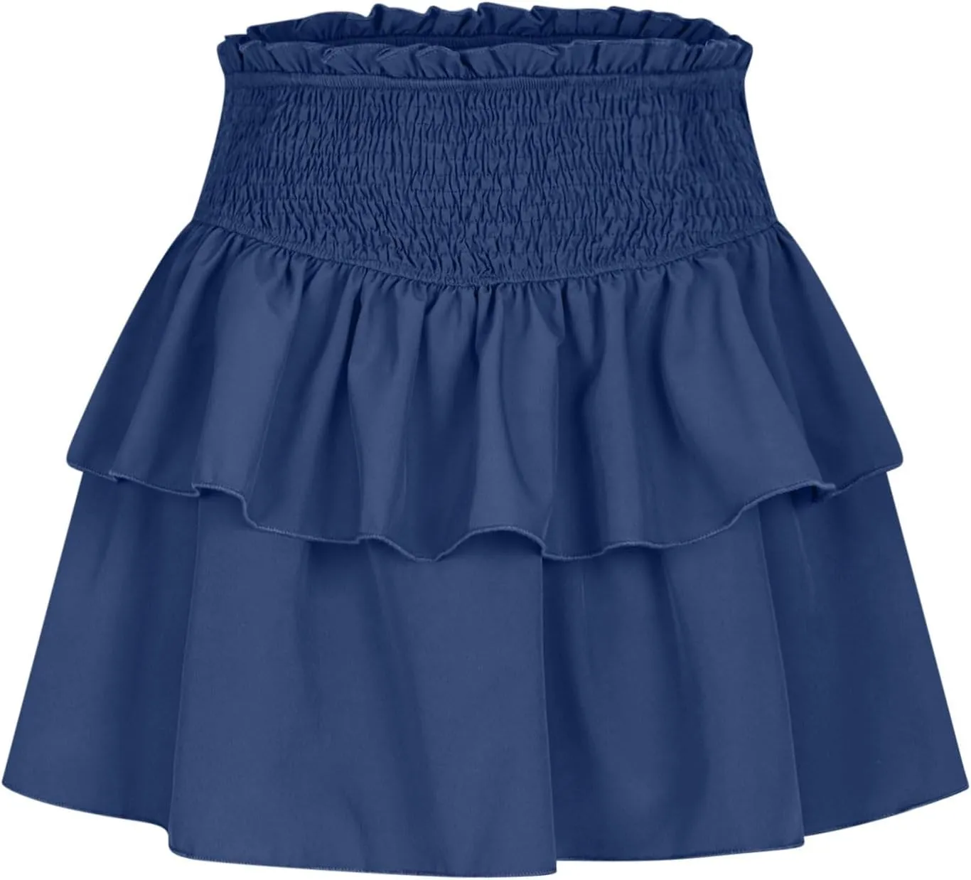 Women Summer Tiered Short Skirt with Shorts, Smocked High Waisted Ruffle Mini Skirts Teen Girls Cute Casual Skirts