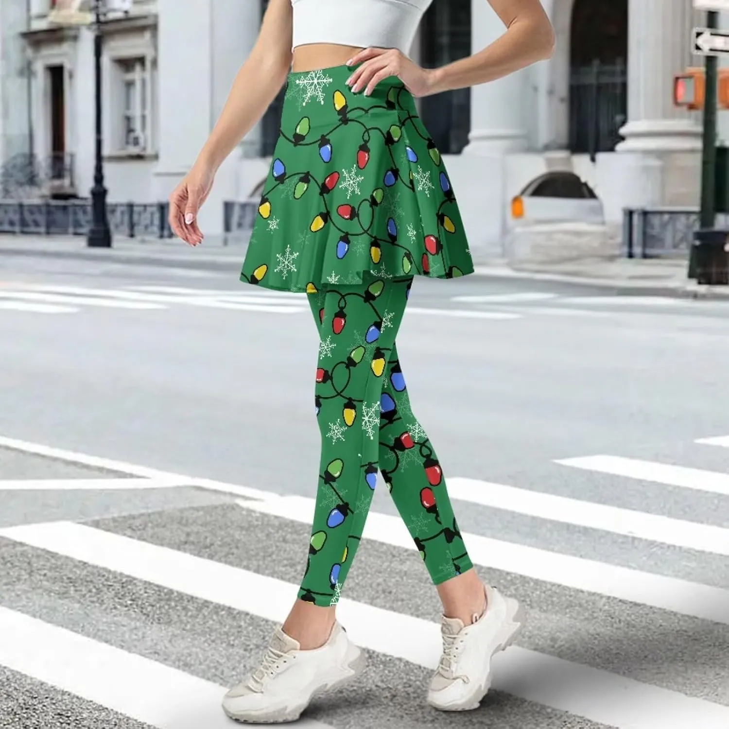Women Tennis Skirted Legging for Active Skort Athletic Ruffle Pleated Golf Sport Skirts Pants with Pocket