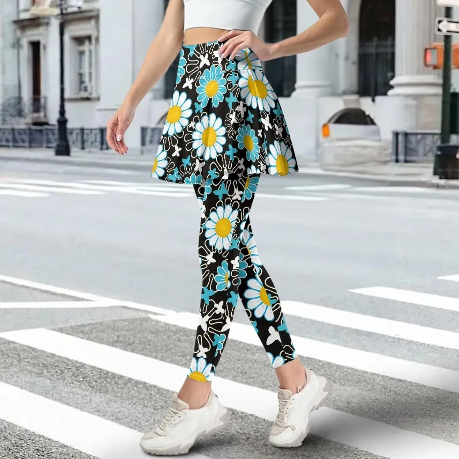 Women Tennis Skirted Legging for Active Skort Athletic Ruffle Pleated Golf Sport Skirts Pants with Pocket