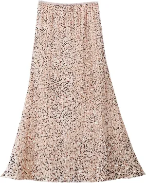 Women's Sequin Maxi Skirts Elastic High Waist Bodycon Long Mermaid Skirt Flared Wedding Party Formal Prom Skirts
