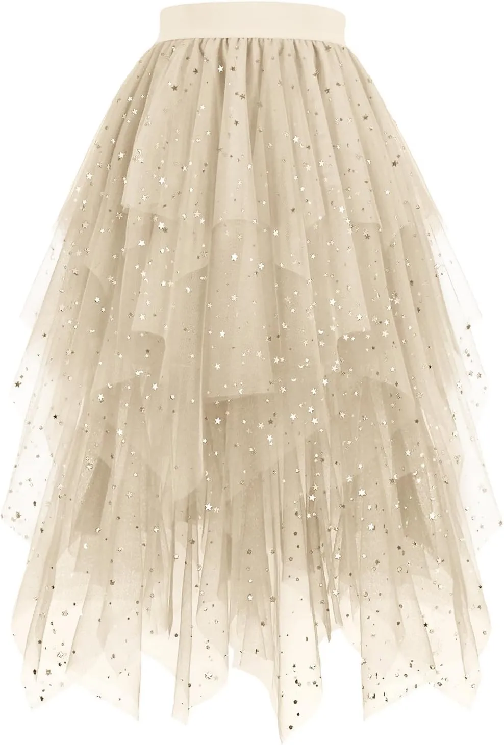 Women's Tulle Sparkly Skirts High Waisted Lightweight Quick Dry Mesh Midi Casual Smooth Aline Swing Skirt