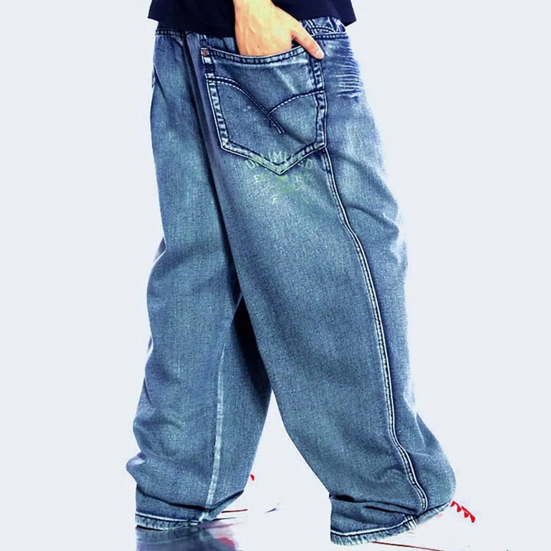 XYGJZ Mens Baggy Jeans Plus Size Hip Hop Wide Straight Leg Loose Fit Denim Pants for Big Fat Men